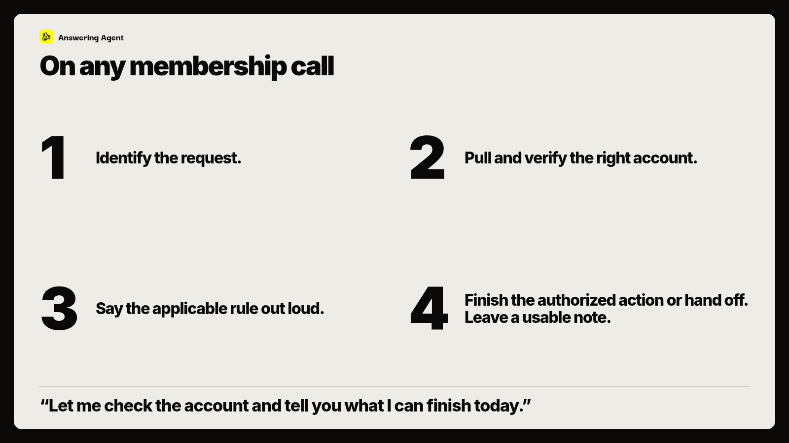 On any membership call checklist