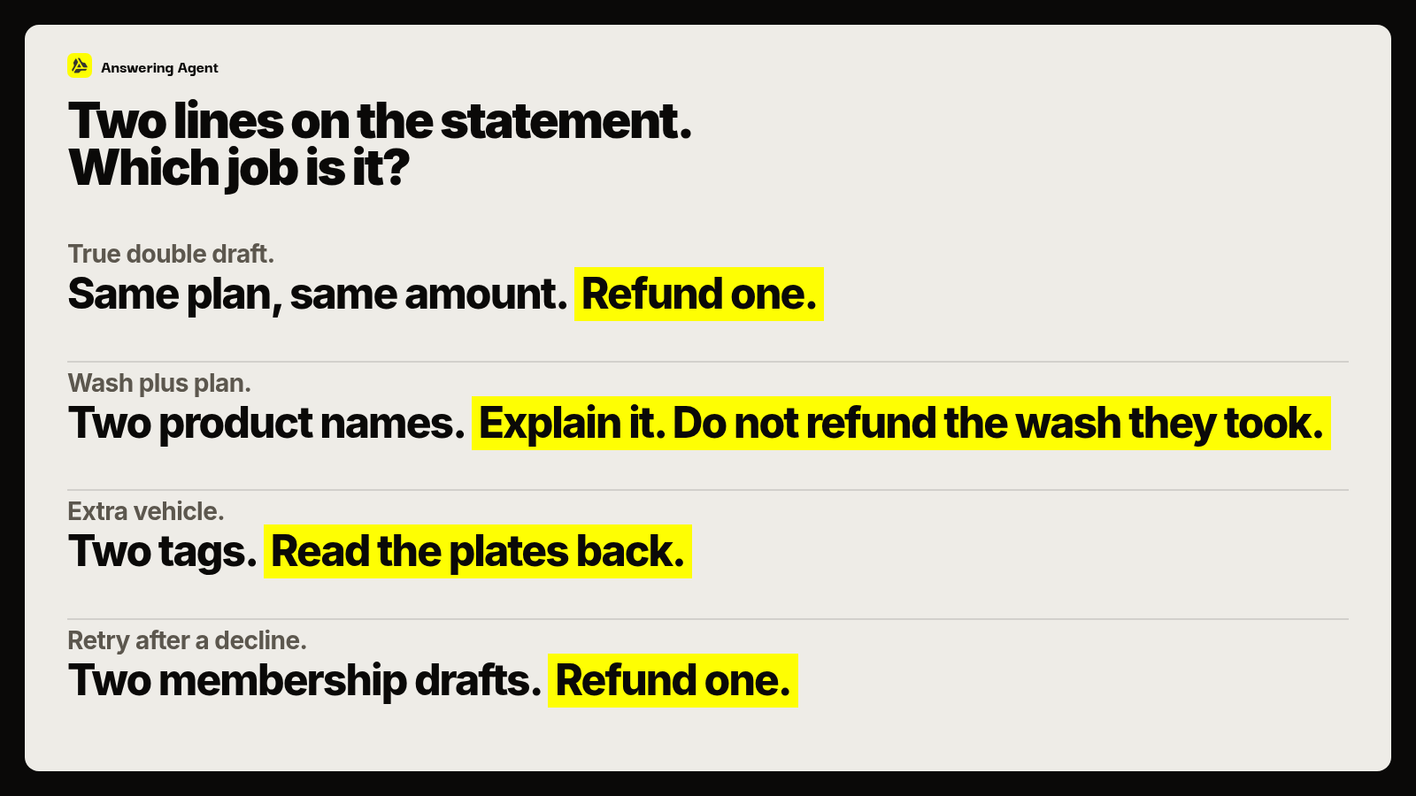 Two lines on the statement. Which job is it?