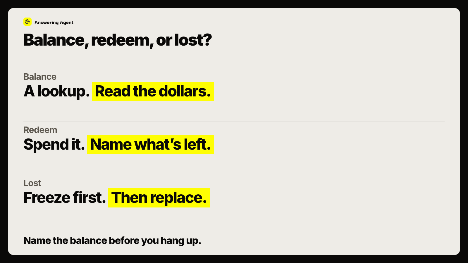 Balance, redeem, or lost?