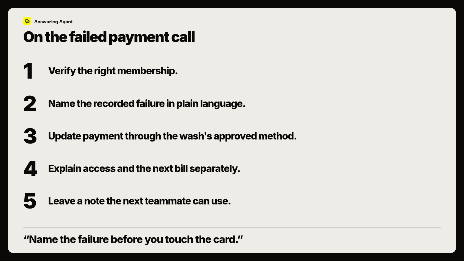 Failed payment update playbook
