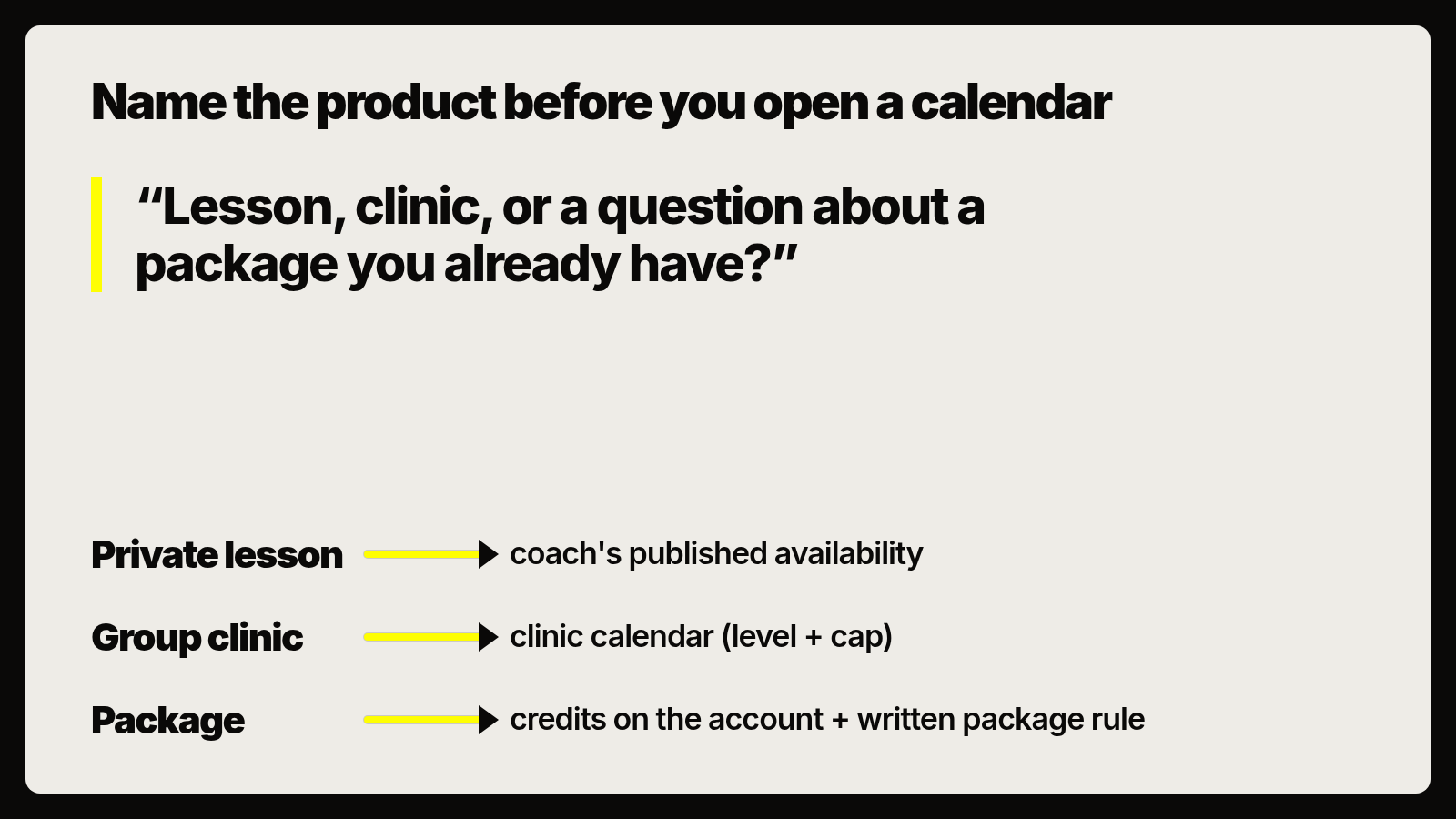 Name the product before you open a calendar