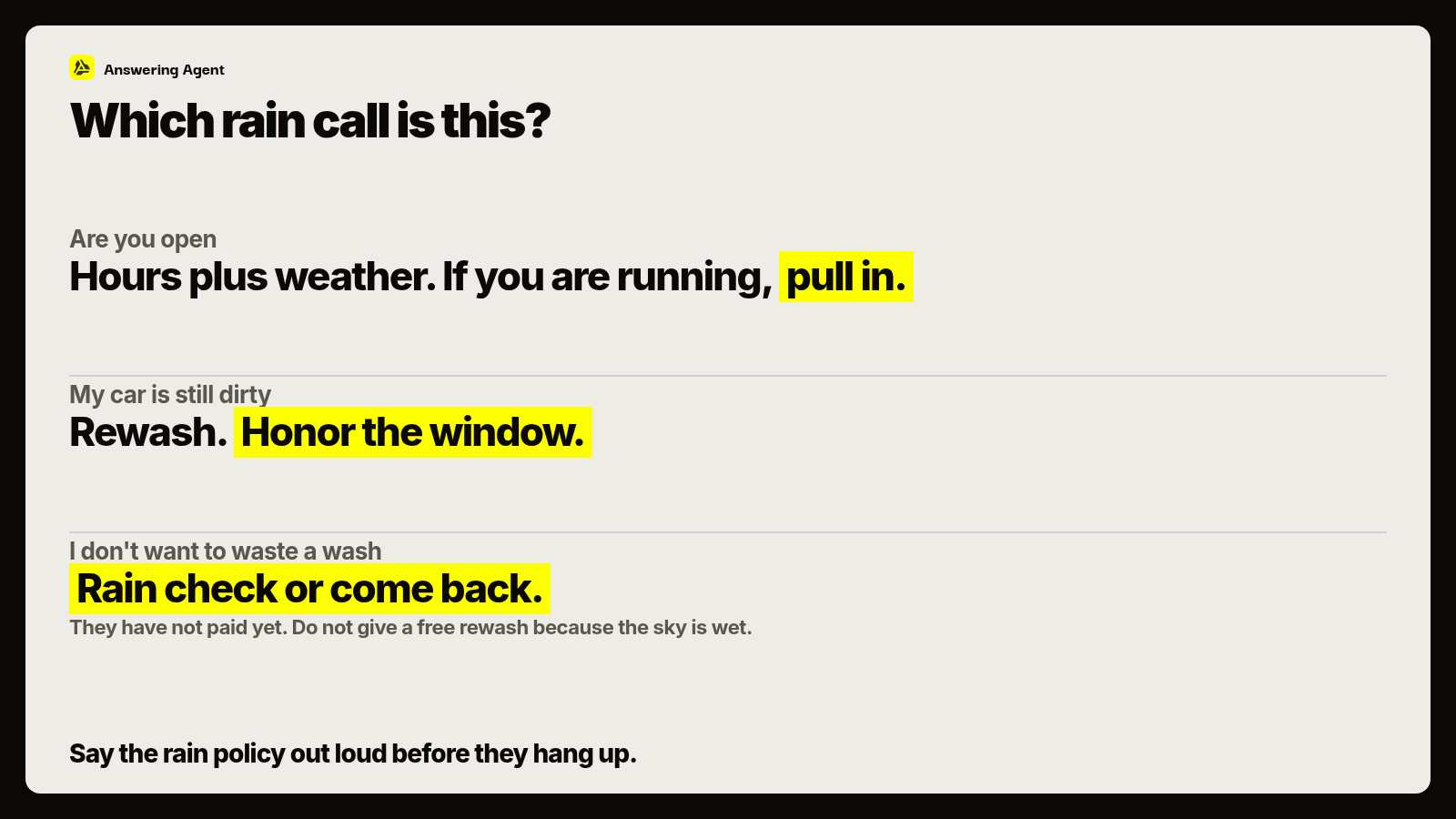 Which rain call is this?